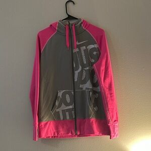 Nike Pink and Gray Full-Zip Hoodie